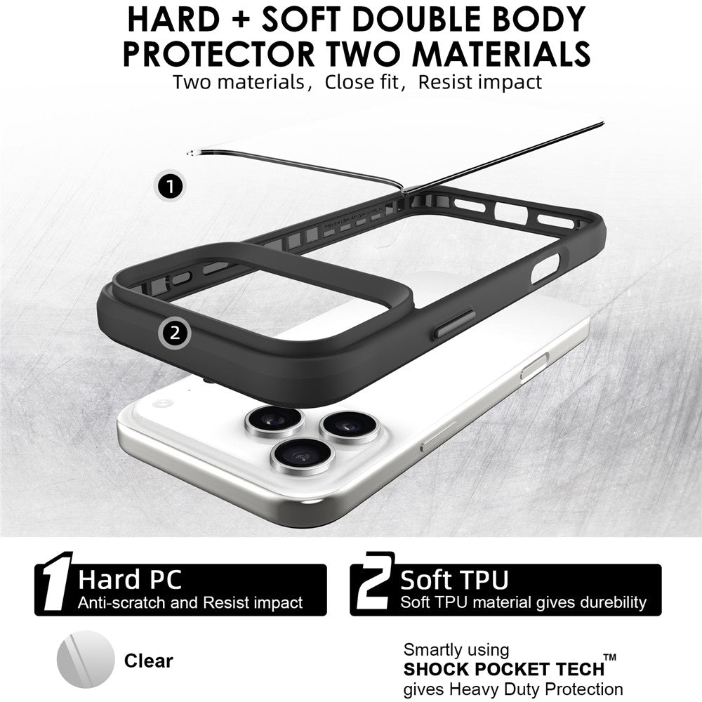 For iPhone 17 Pro Case Hybrid Hard PC Soft TPU Shockproof Phone Cover