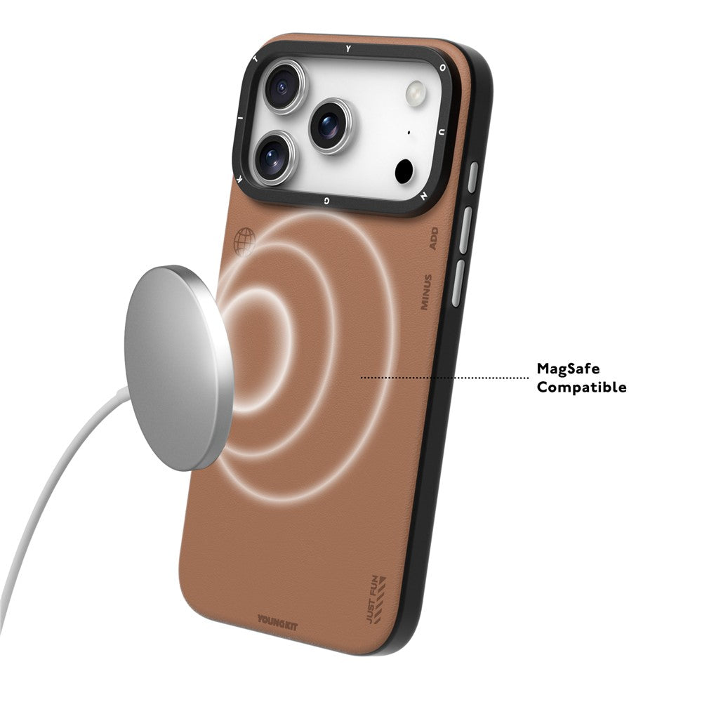 YOUNGKIT For iPhone 17 Pro Max Case Compatible with MagSafe PU Leather + PC Phone Cover