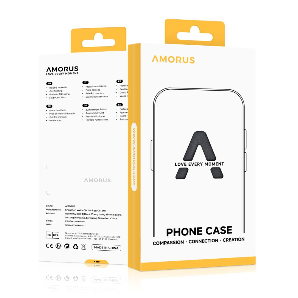AMORUS For iPhone 14 Pro Case Soft TPU Hard PC Back Shockproof Phone Cover