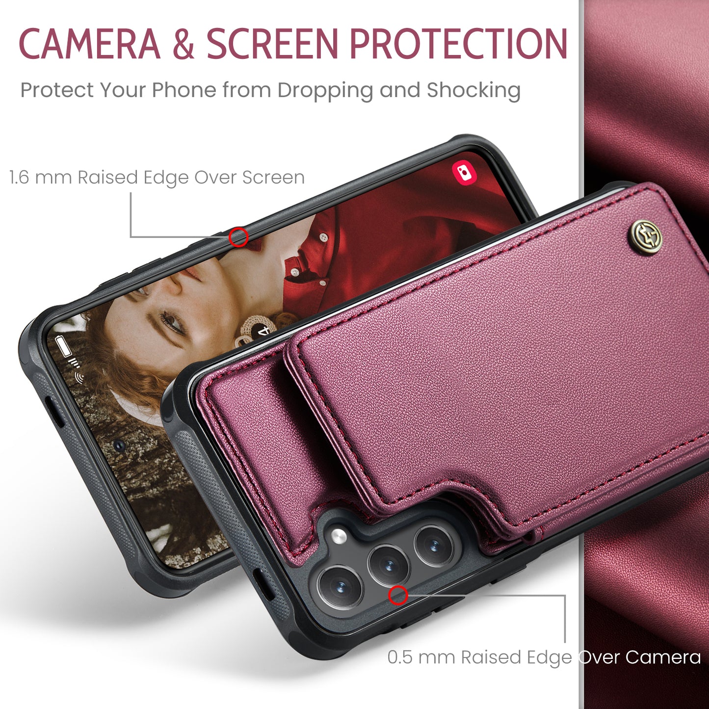 Samsung Galaxy S25 FE Case with RFID Blocking 5 Card Slots CASEME C22 Leather Back Cover