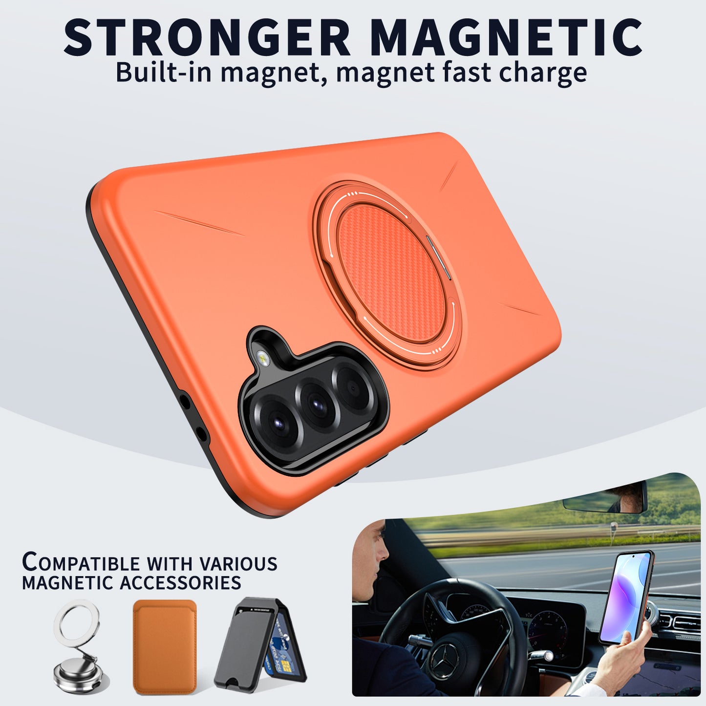 For Samsung Galaxy A56 5G Magnetic Case Rotating Kickstand TPU + PC Phone Cover