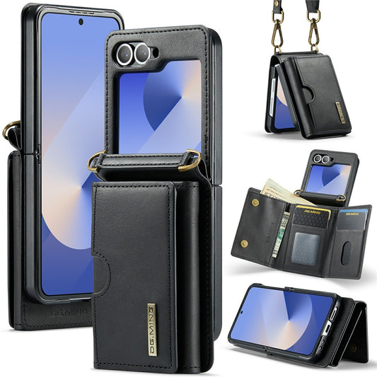 Samsung Galaxy Z Flip6 5G  /  Z Flip7 FE 5G Foldable Case PU + PC Phone Cover with Wallet  /  Shoulder Strap