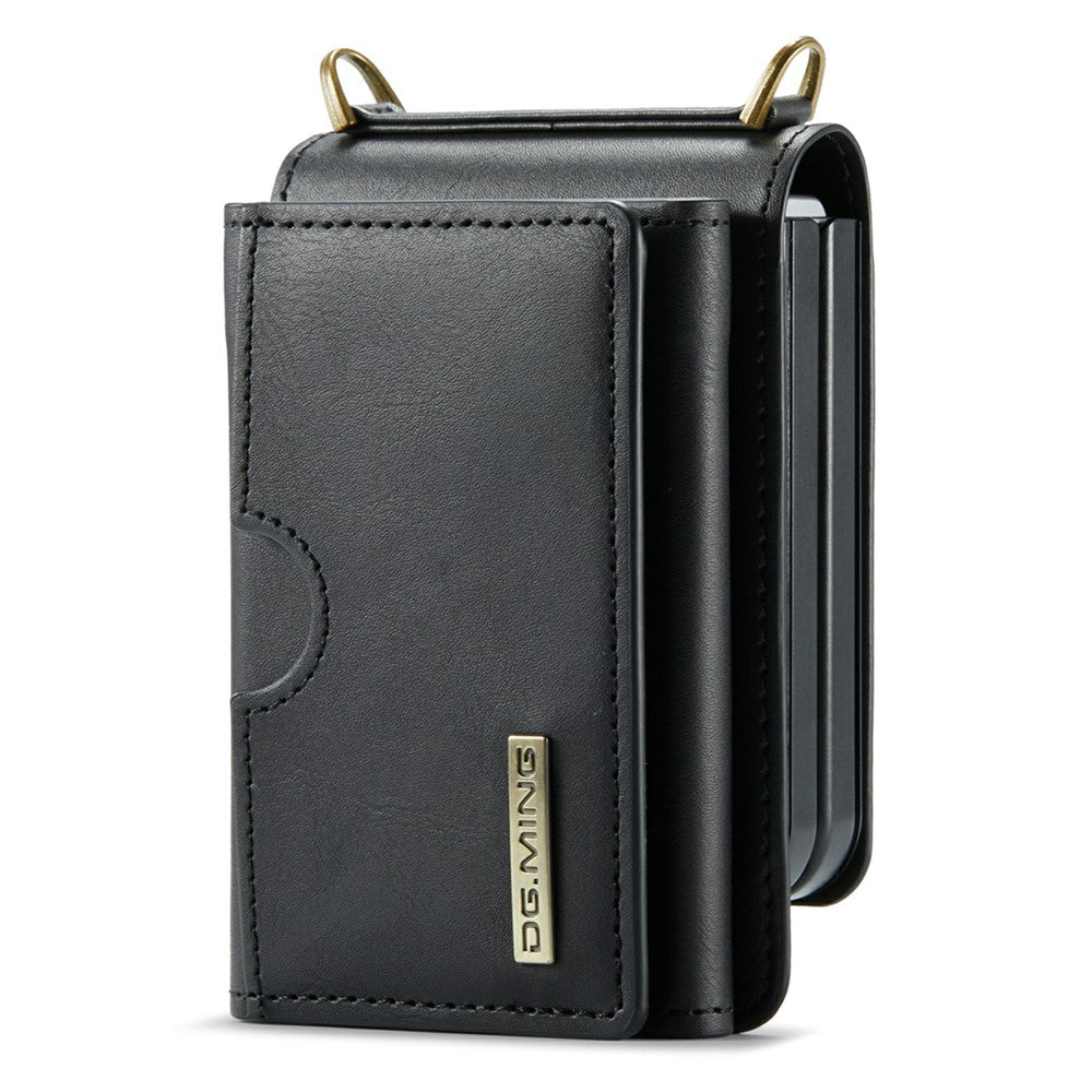 Samsung Galaxy Z Flip6 5G  /  Z Flip7 FE 5G Foldable Case PU + PC Phone Cover with Wallet  /  Shoulder Strap