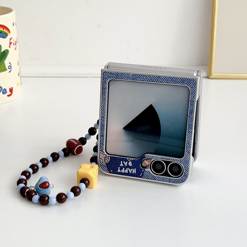 Samsung Galaxy Z Flip7 FE 5G  /  Z Flip6 5G Case Lucky Puppy PC Phone Cover with Wrist Strap