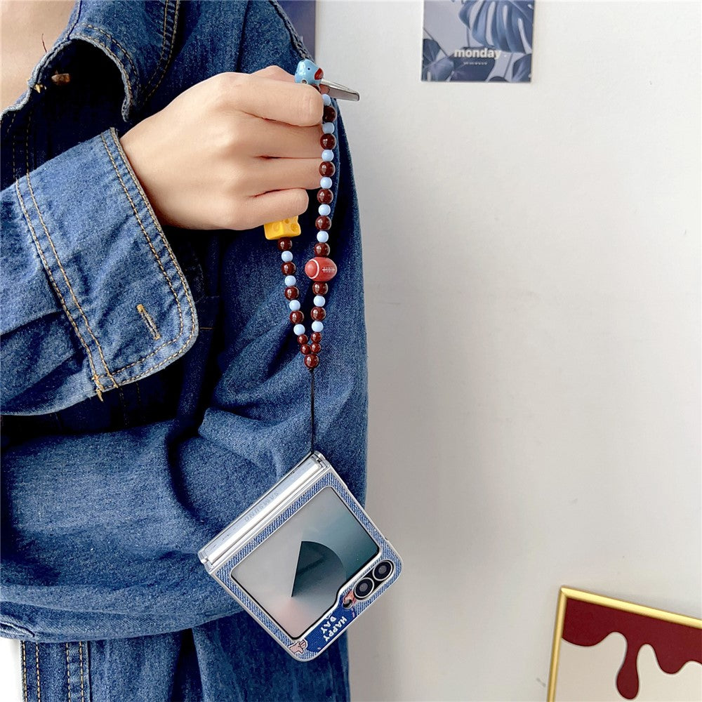 Samsung Galaxy Z Flip7 FE 5G  /  Z Flip6 5G Case Lucky Puppy PC Phone Cover with Wrist Strap