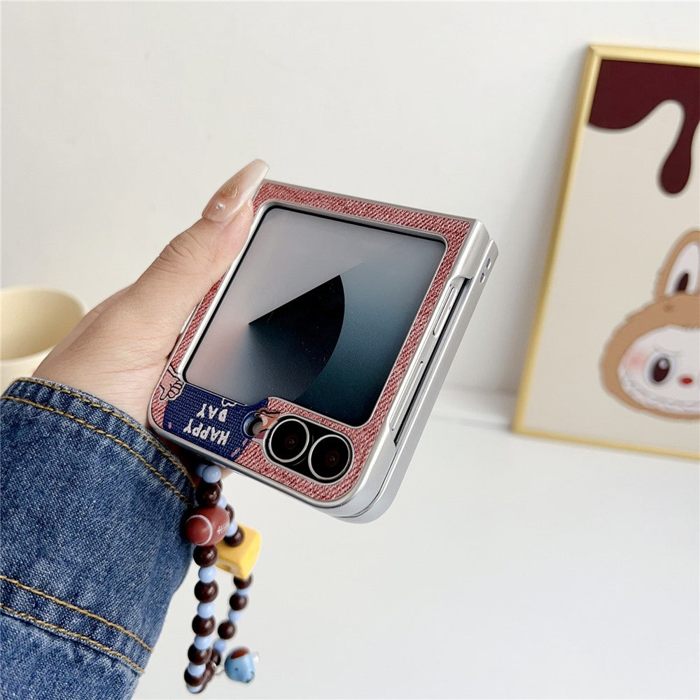 Samsung Galaxy Z Flip7 FE 5G  /  Z Flip6 5G Case Lucky Puppy PC Phone Cover with Wrist Strap