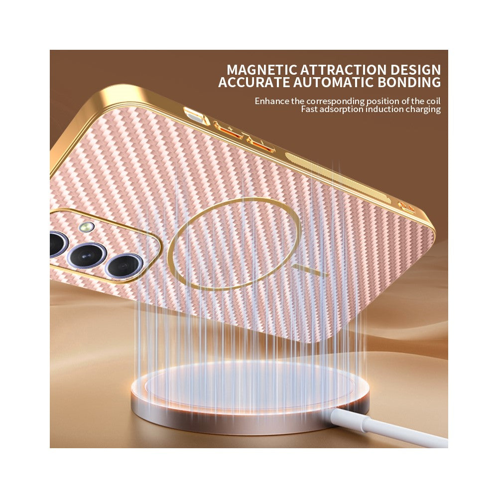 Samsung Galaxy A54 5G Phone Case Carbon Fiber Textured Electroplated TPU Back Cover