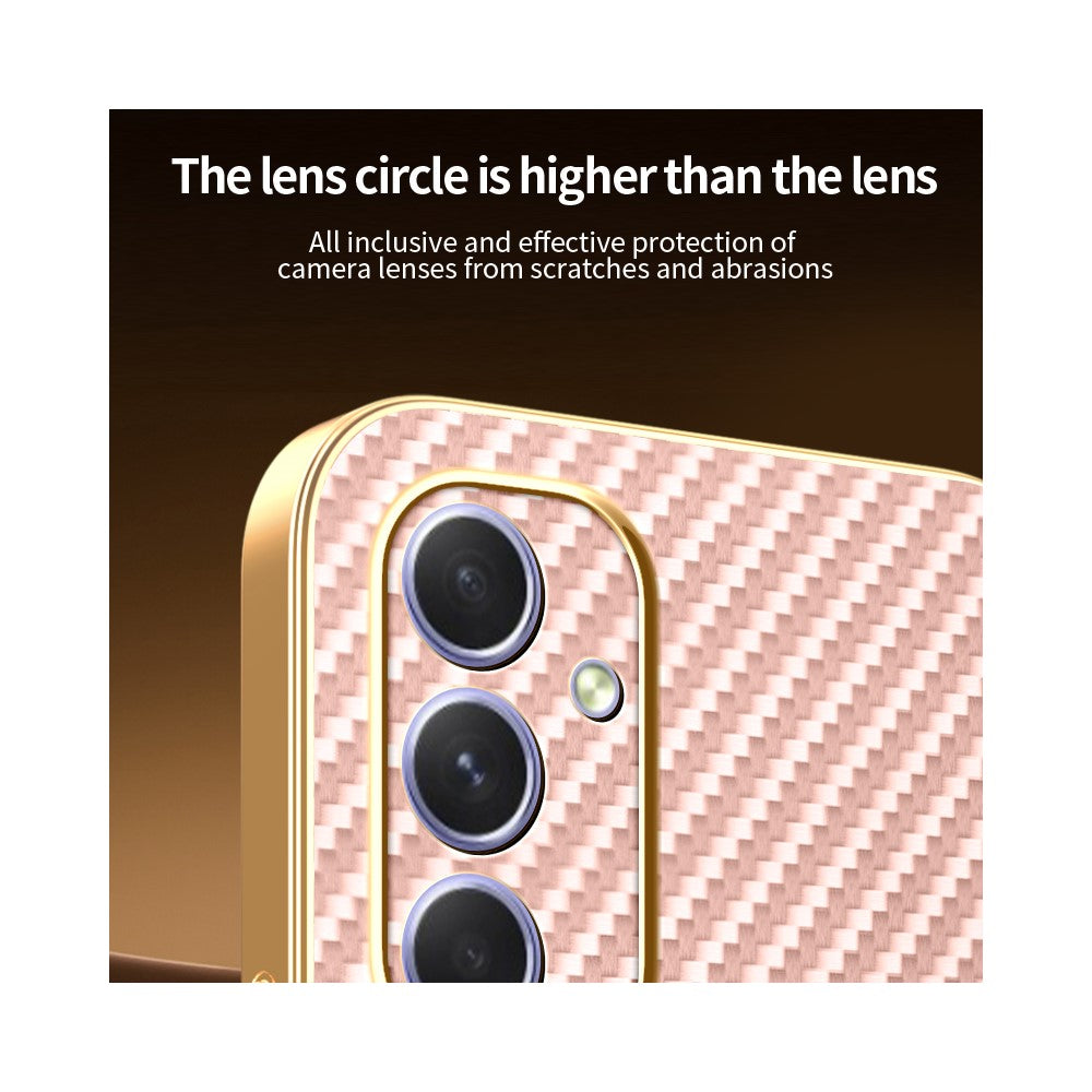 Samsung Galaxy A54 5G Phone Case Carbon Fiber Textured Electroplated TPU Back Cover