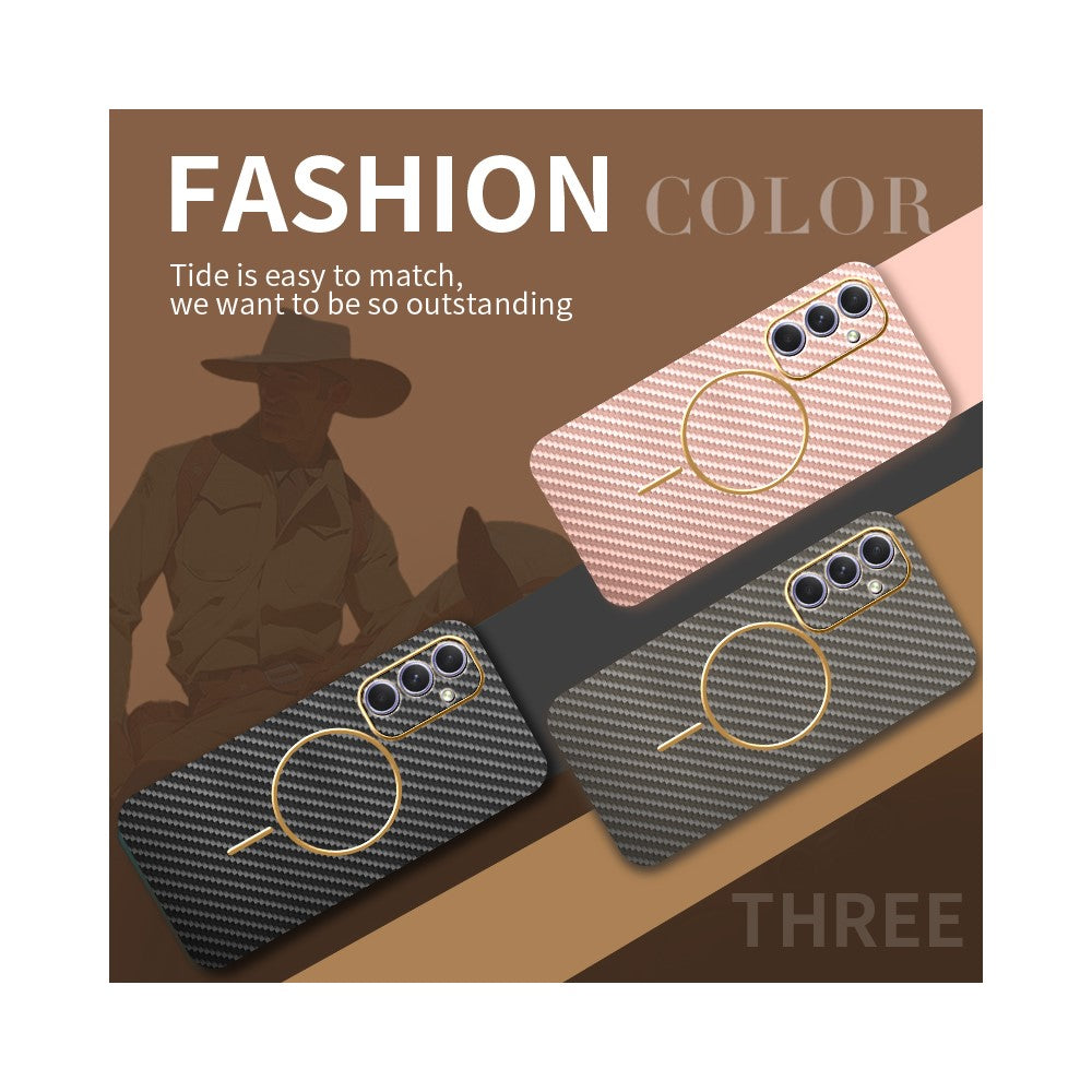 Samsung Galaxy A54 5G Phone Case Carbon Fiber Textured Electroplated TPU Back Cover