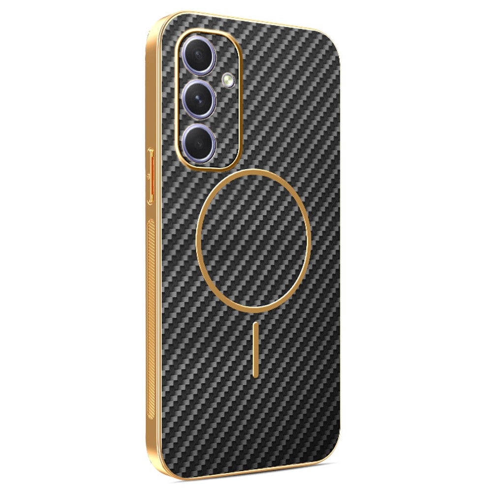 Samsung Galaxy A54 5G Phone Case Carbon Fiber Textured Electroplated TPU Back Cover