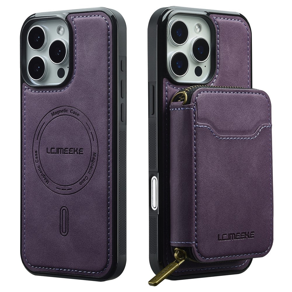 iPhone 16 Pro Max Magnetic Case Detachable Zipper Wallet Leather Coated PC + TPU Phone Cover