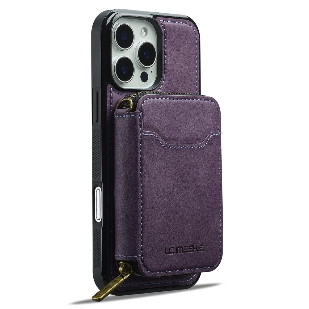 iPhone 16 Pro Magnetic Case Detachable Zipper Wallet Leather Coated PC + TPU Phone Cover