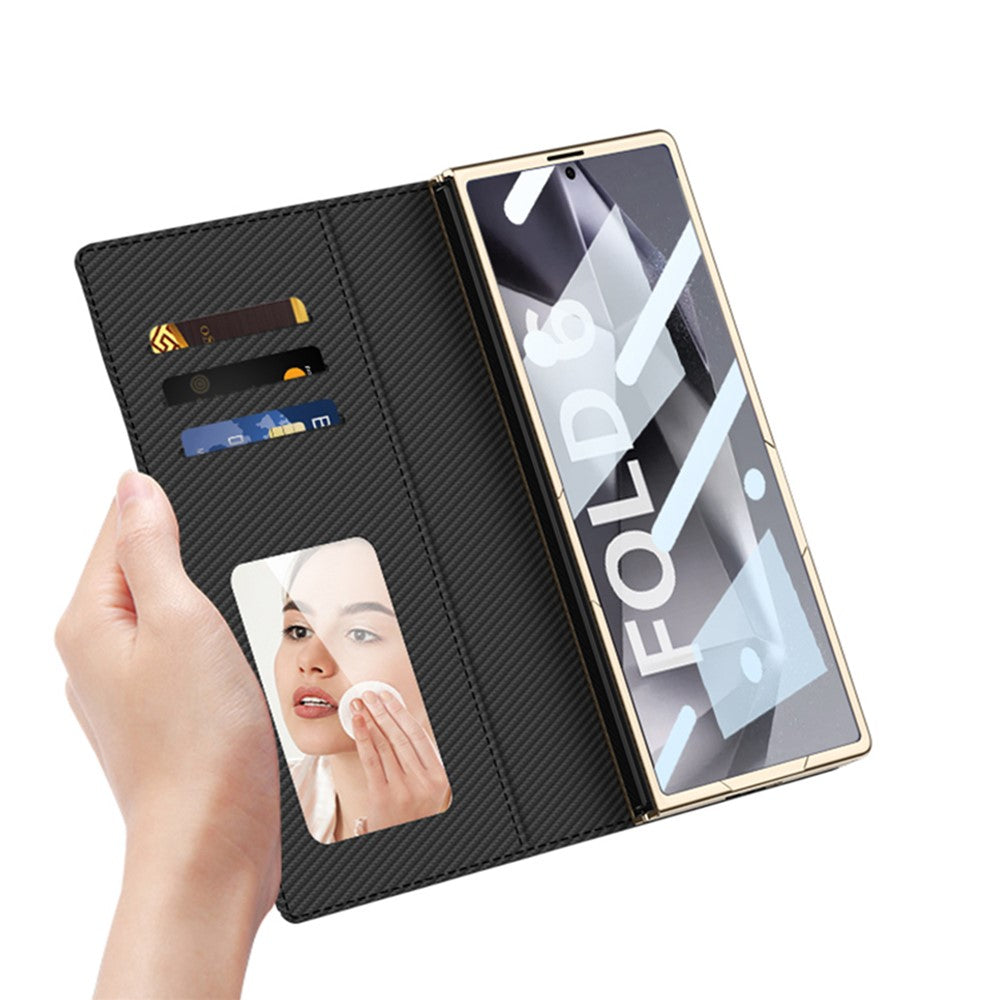 GKK For Samsung Galaxy Z Fold6 5G Case Rhombus Leather Phone Cover with Tempered Glass Film / Hand Chain Strap