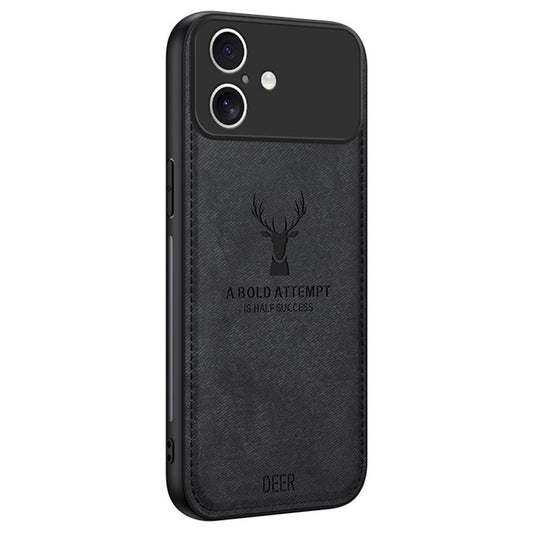 For iPhone 17 Case Deer Pattern Cloth Texture PU + PC + TPU Phone Cover