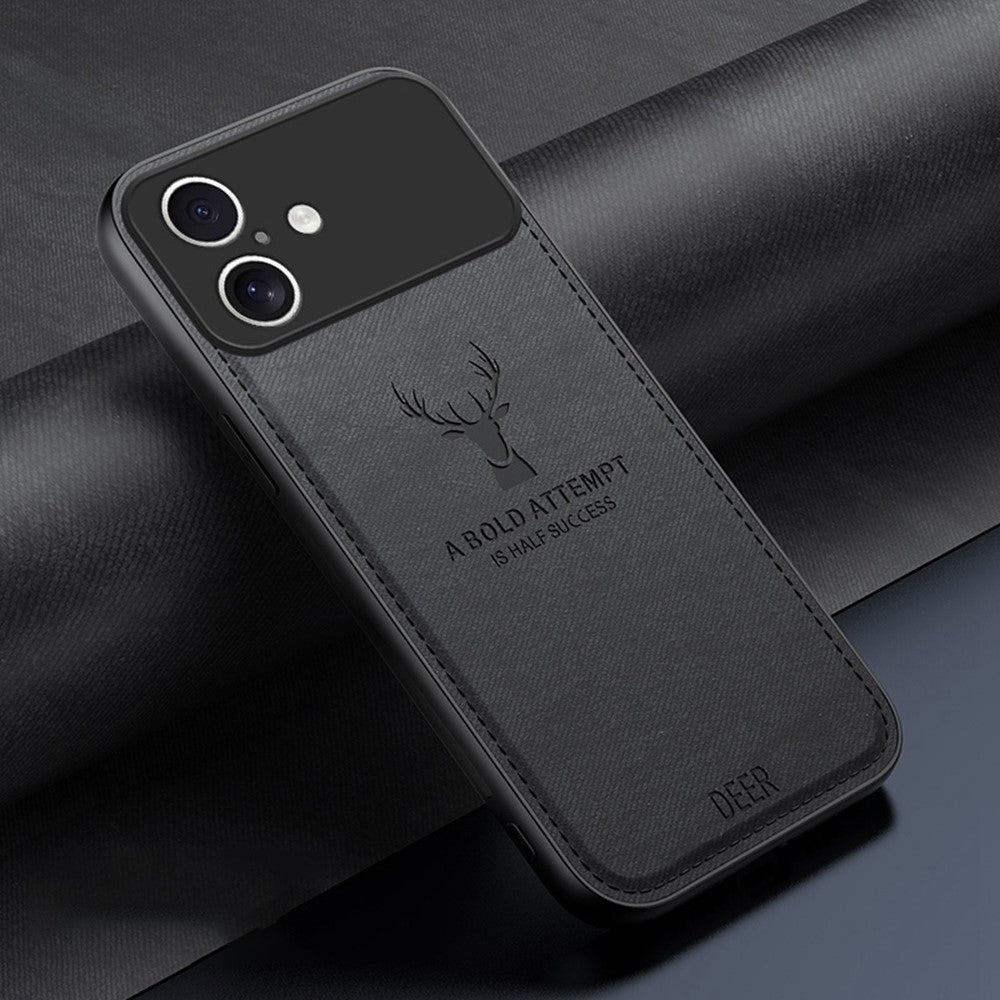For iPhone 17 Case Deer Pattern Cloth Texture PU + PC + TPU Phone Cover