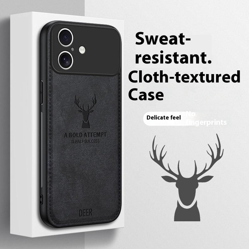 For iPhone 17 Case Deer Pattern Cloth Texture PU + PC + TPU Phone Cover