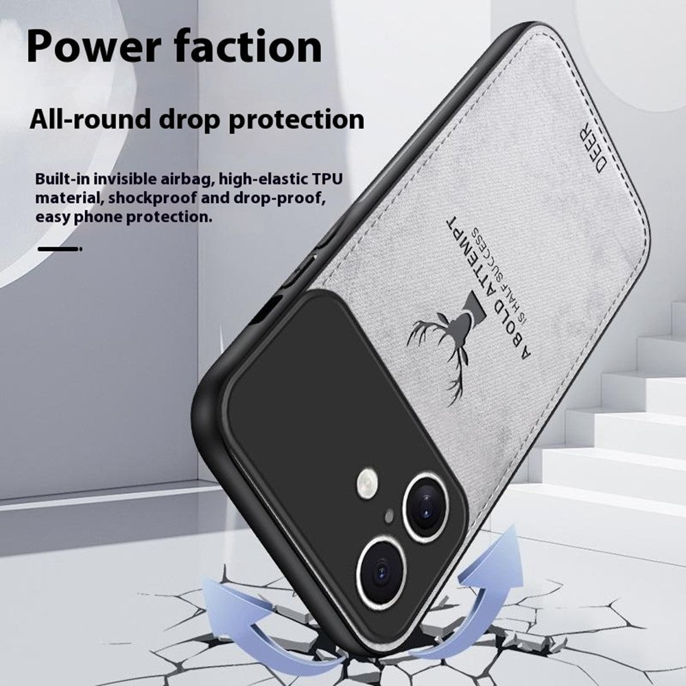 For iPhone 17 Case Deer Pattern Cloth Texture PU + PC + TPU Phone Cover