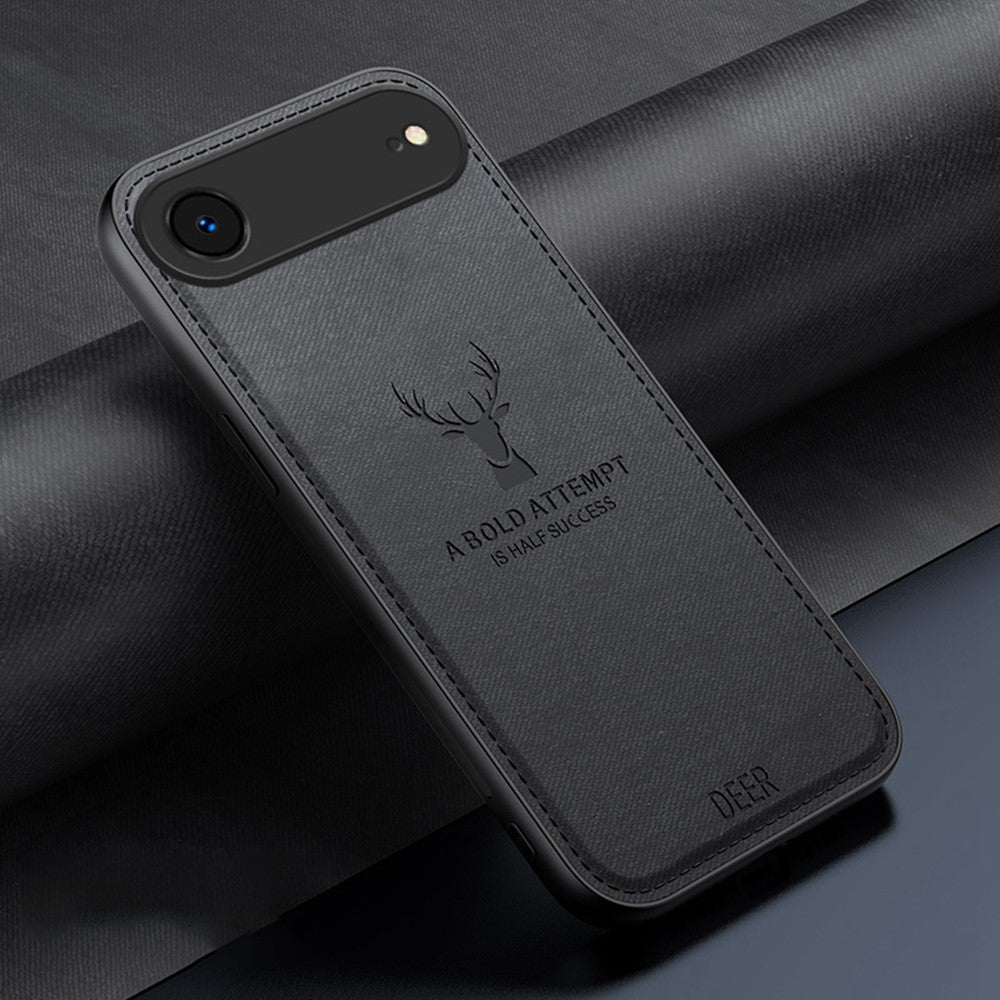 For iPhone Air Case Deer Pattern Cloth Texture PU + PC + TPU Phone Cover