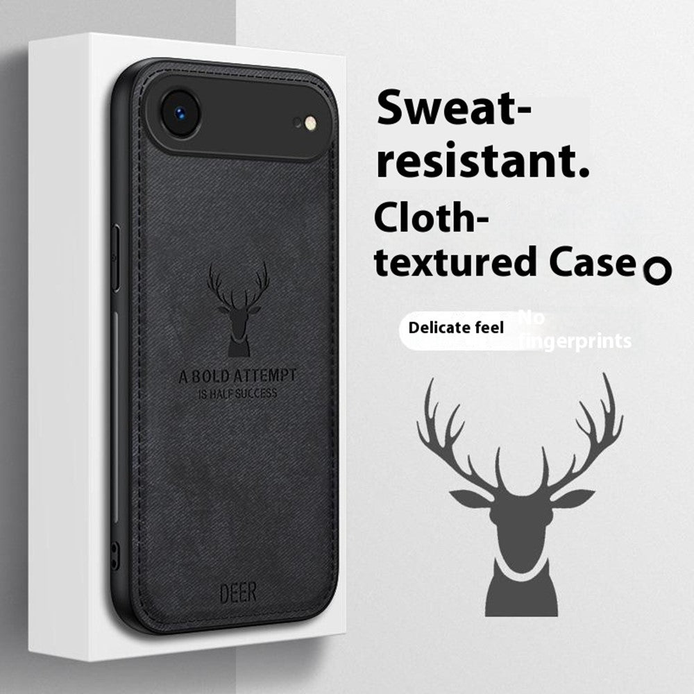 For iPhone Air Case Deer Pattern Cloth Texture PU + PC + TPU Phone Cover