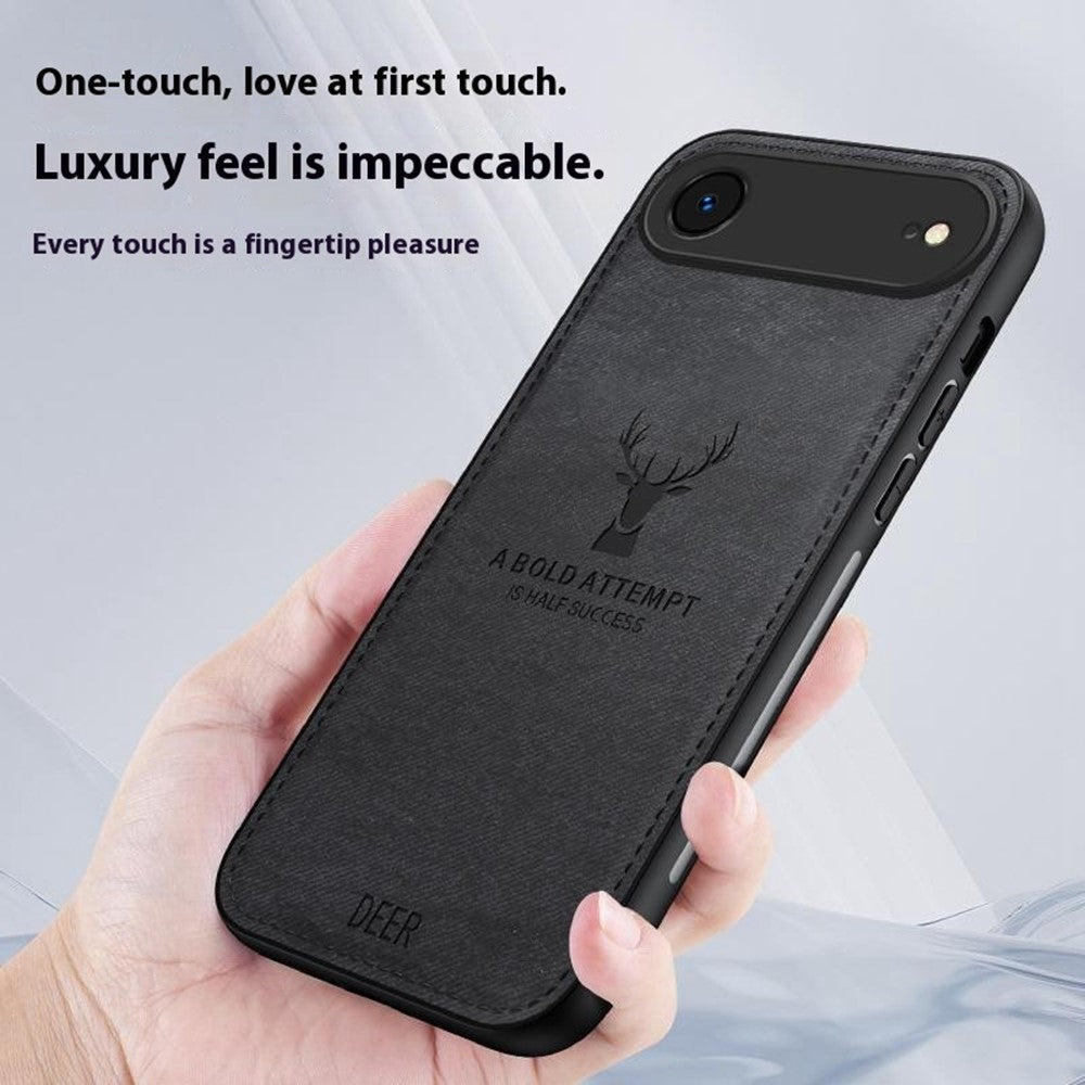 For iPhone Air Case Deer Pattern Cloth Texture PU + PC + TPU Phone Cover