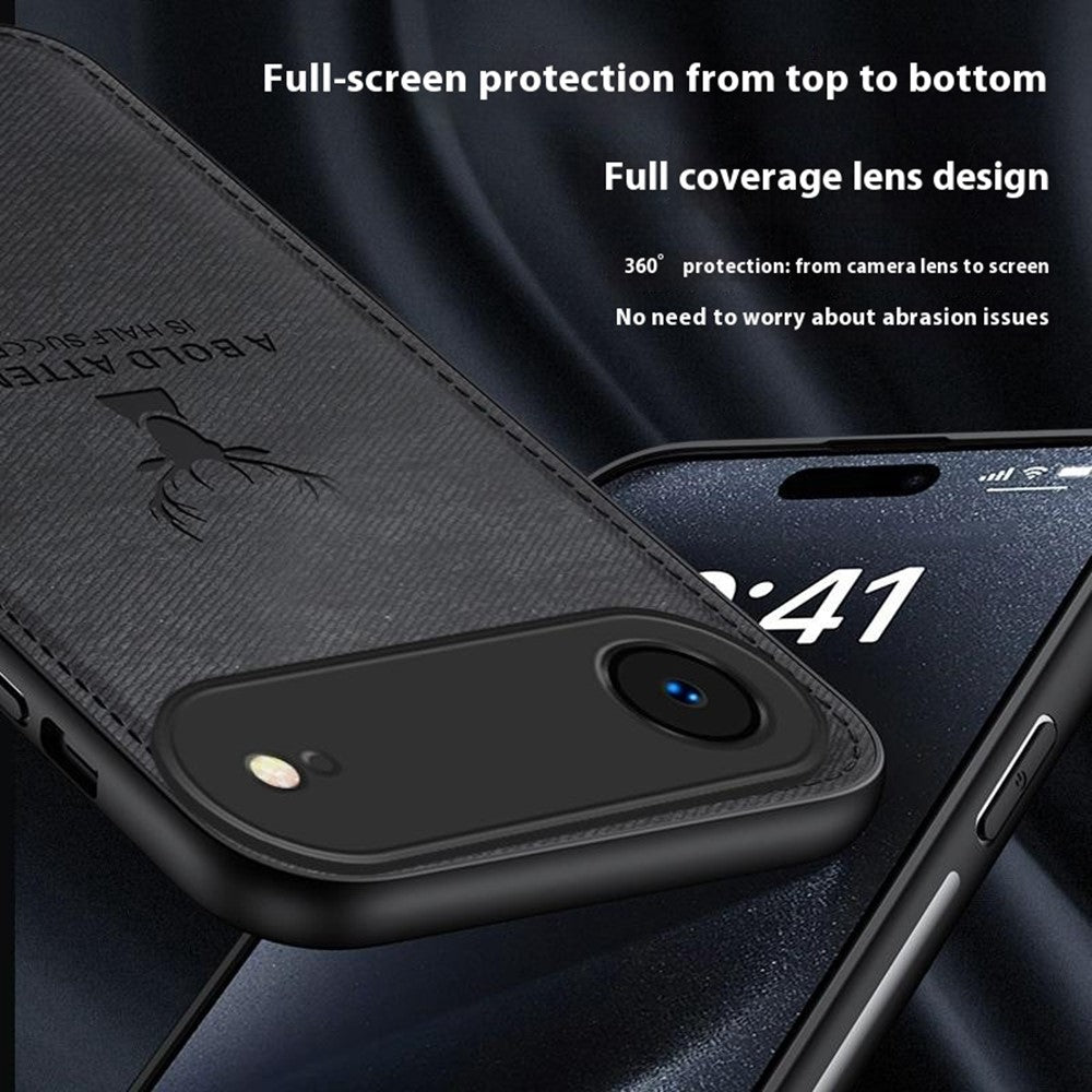 For iPhone Air Case Deer Pattern Cloth Texture PU + PC + TPU Phone Cover