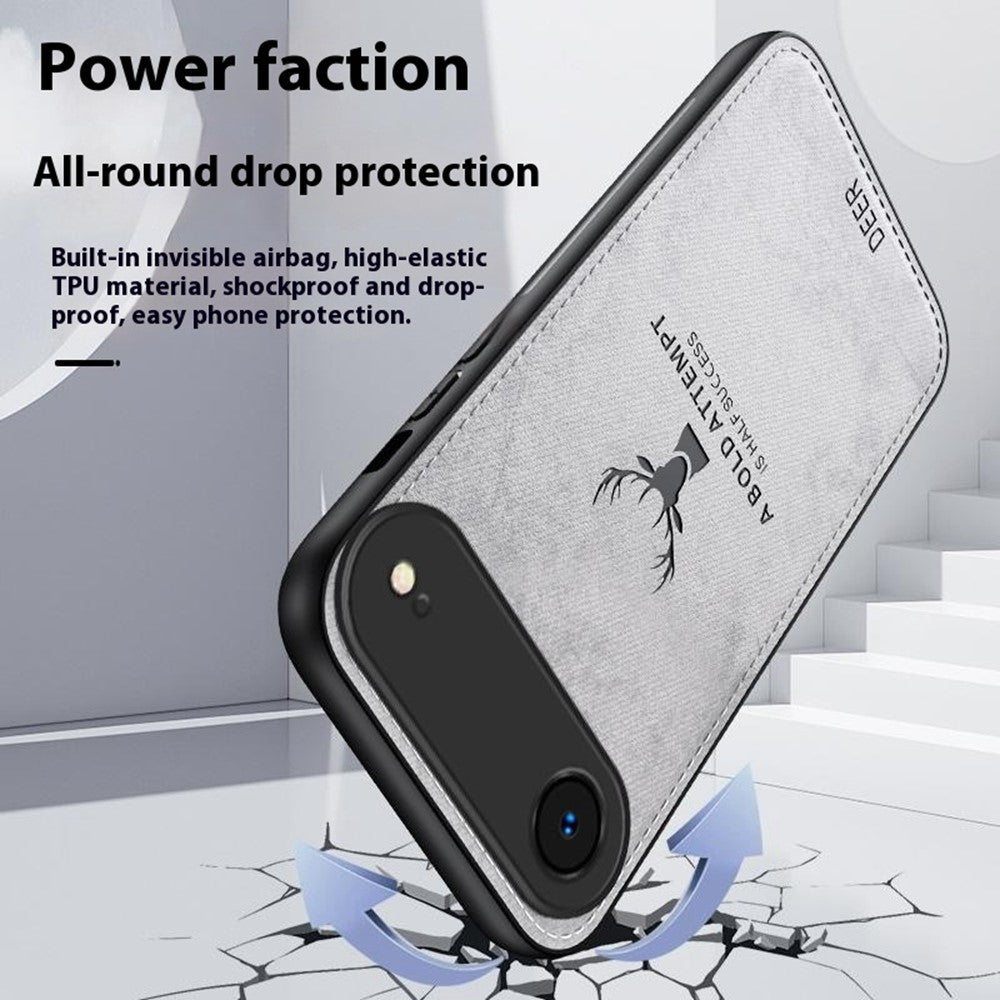 For iPhone Air Case Deer Pattern Cloth Texture PU + PC + TPU Phone Cover