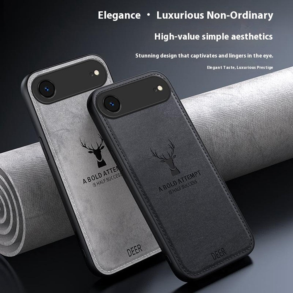 For iPhone Air Case Deer Pattern Cloth Texture PU + PC + TPU Phone Cover
