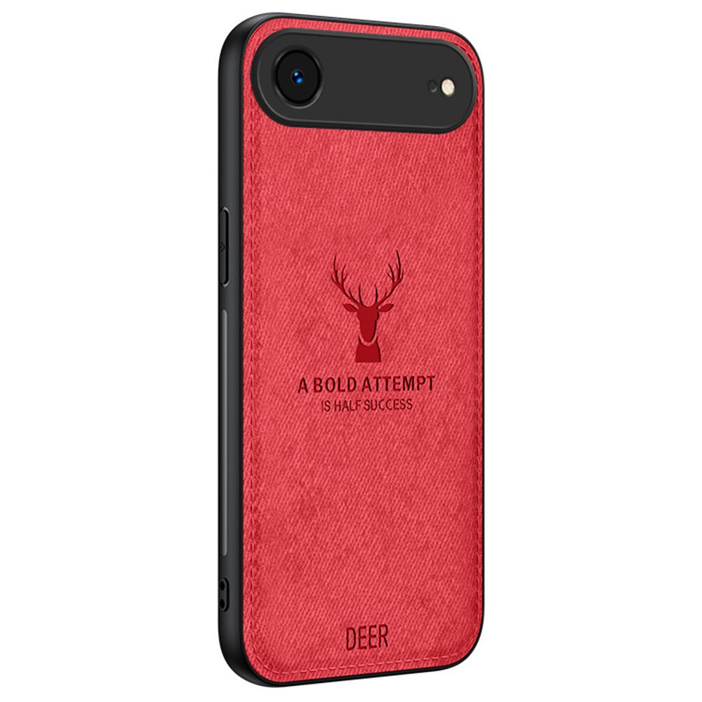 For iPhone Air Case Deer Pattern Cloth Texture PU + PC + TPU Phone Cover