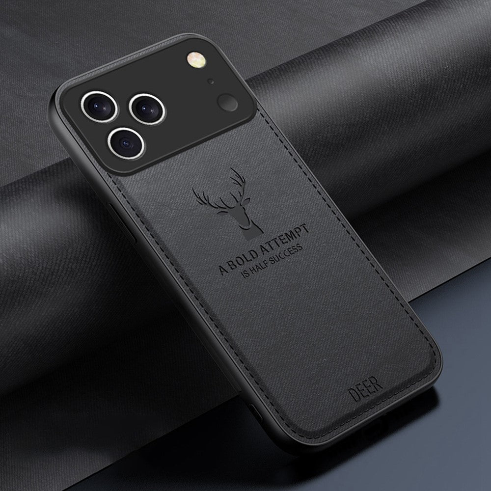 For iPhone 17 Pro Case Deer Pattern Cloth Texture PU + PC + TPU Phone Cover