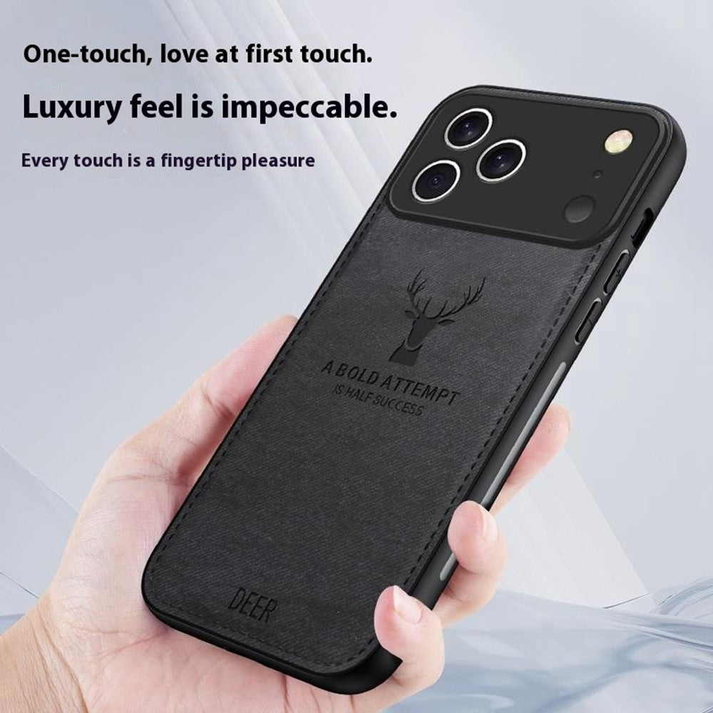 For iPhone 17 Pro Case Deer Pattern Cloth Texture PU + PC + TPU Phone Cover