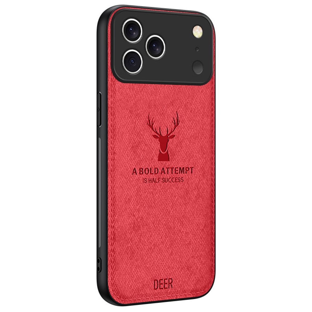 For iPhone 17 Pro Case Deer Pattern Cloth Texture PU + PC + TPU Phone Cover