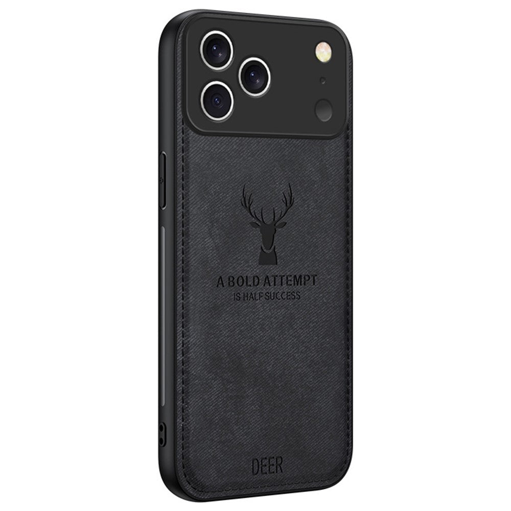 For iPhone 17 Pro Max Case Deer Pattern Cloth Texture PU + PC + TPU Phone Cover