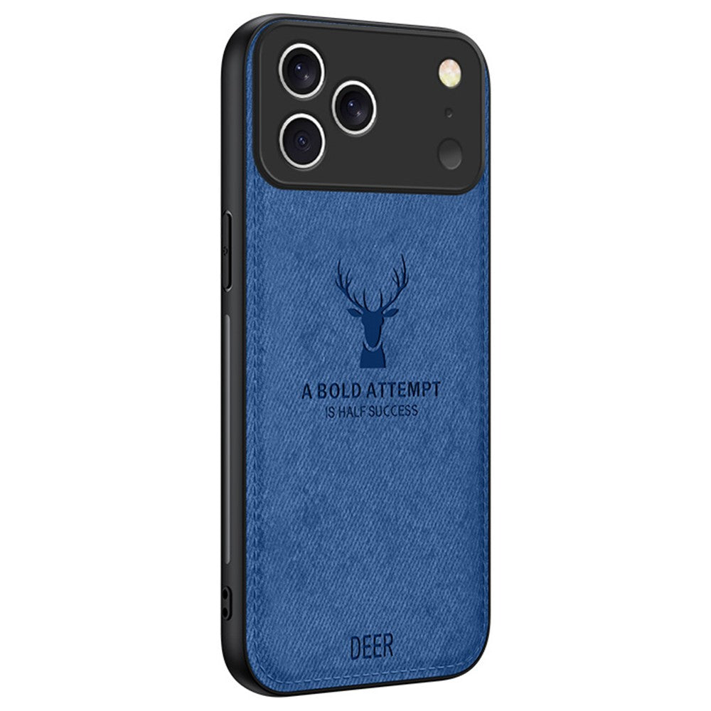 For iPhone 17 Pro Max Case Deer Pattern Cloth Texture PU + PC + TPU Phone Cover