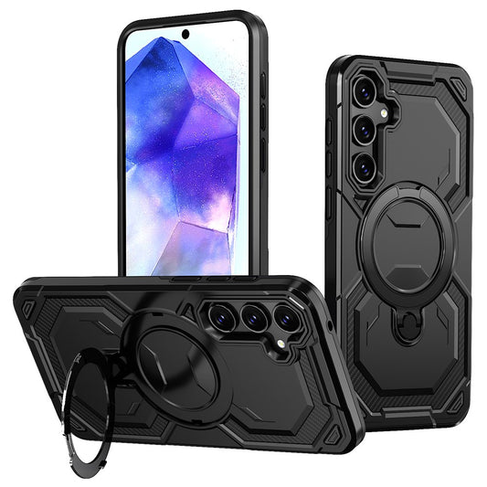 Samsung Galaxy A55 5G Magnetic Case Ring Kickstand PC + TPU Hybrid Phone Cover