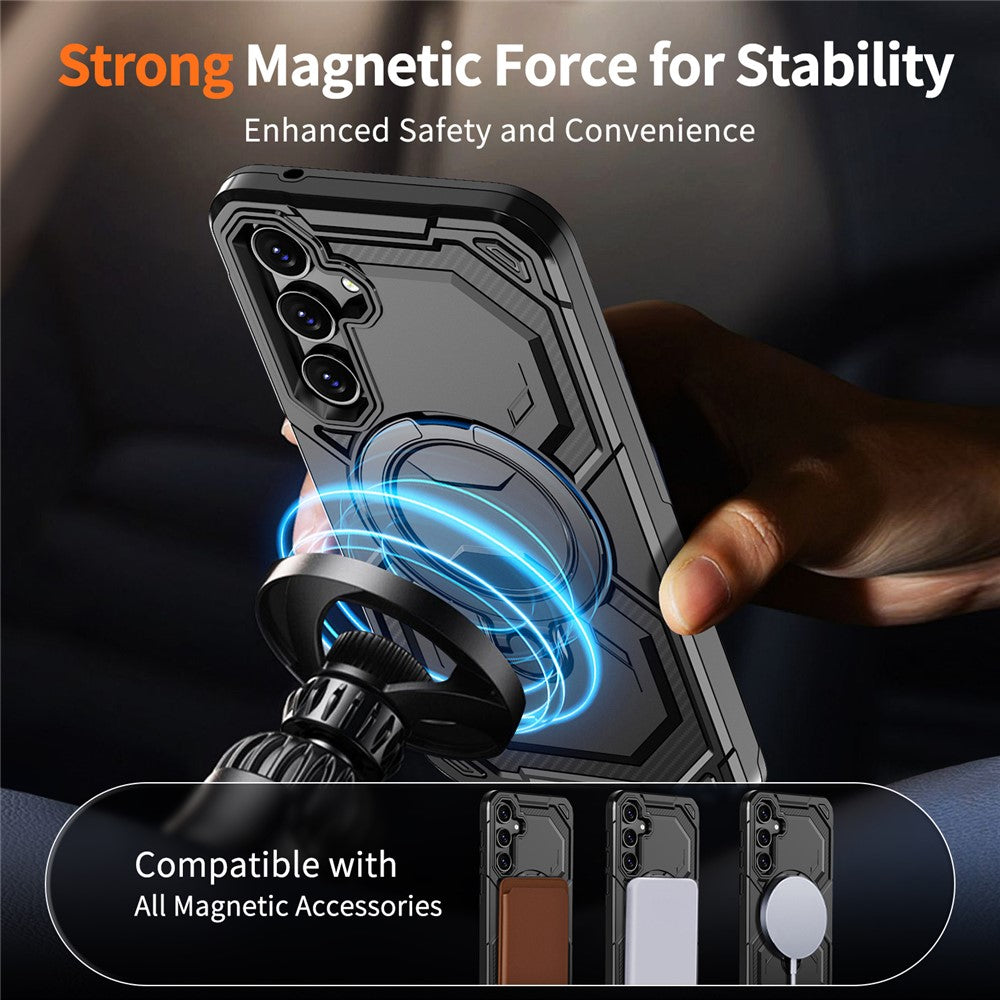 Samsung Galaxy A55 5G Magnetic Case Ring Kickstand PC + TPU Hybrid Phone Cover