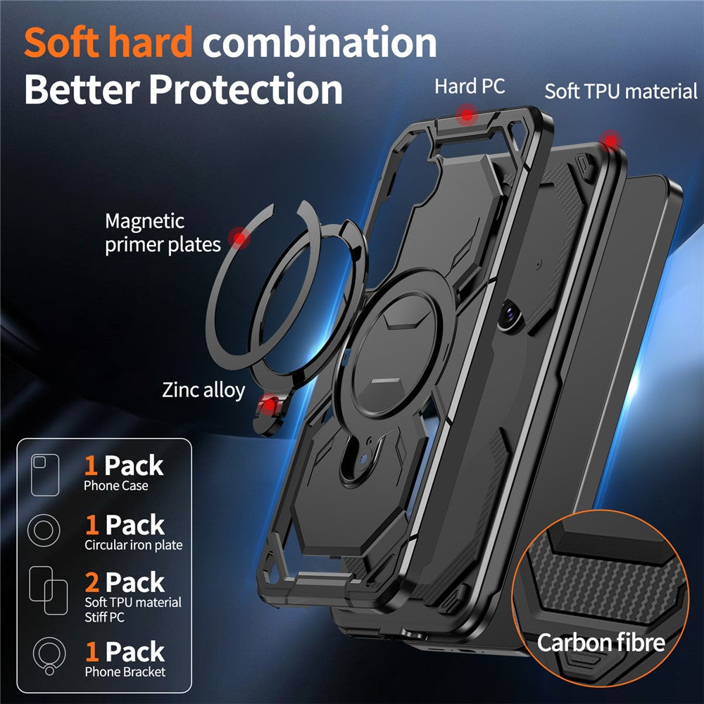 Samsung Galaxy A55 5G Magnetic Case Ring Kickstand PC + TPU Hybrid Phone Cover