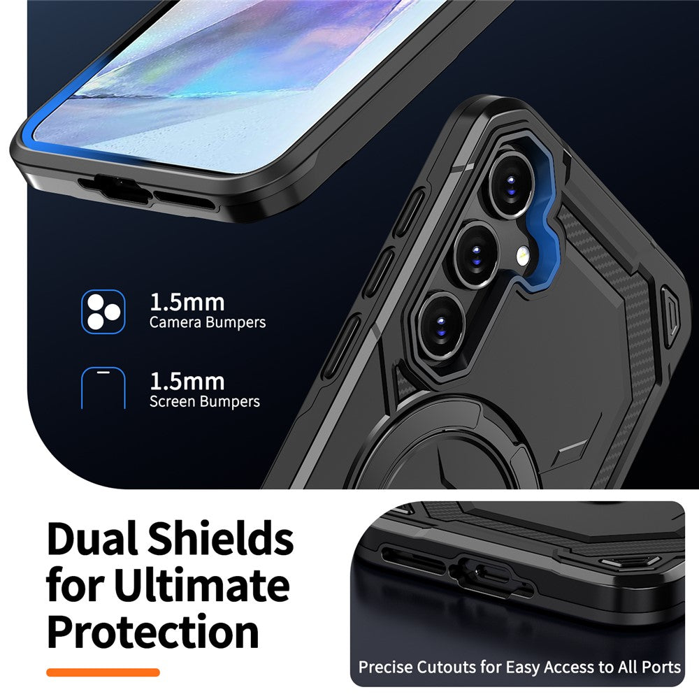 Samsung Galaxy A55 5G Magnetic Case Ring Kickstand PC + TPU Hybrid Phone Cover