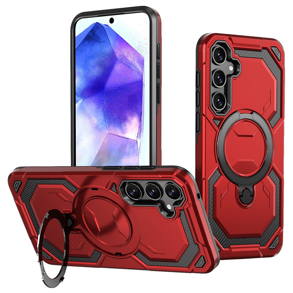 Samsung Galaxy A55 5G Magnetic Case Ring Kickstand PC + TPU Hybrid Phone Cover