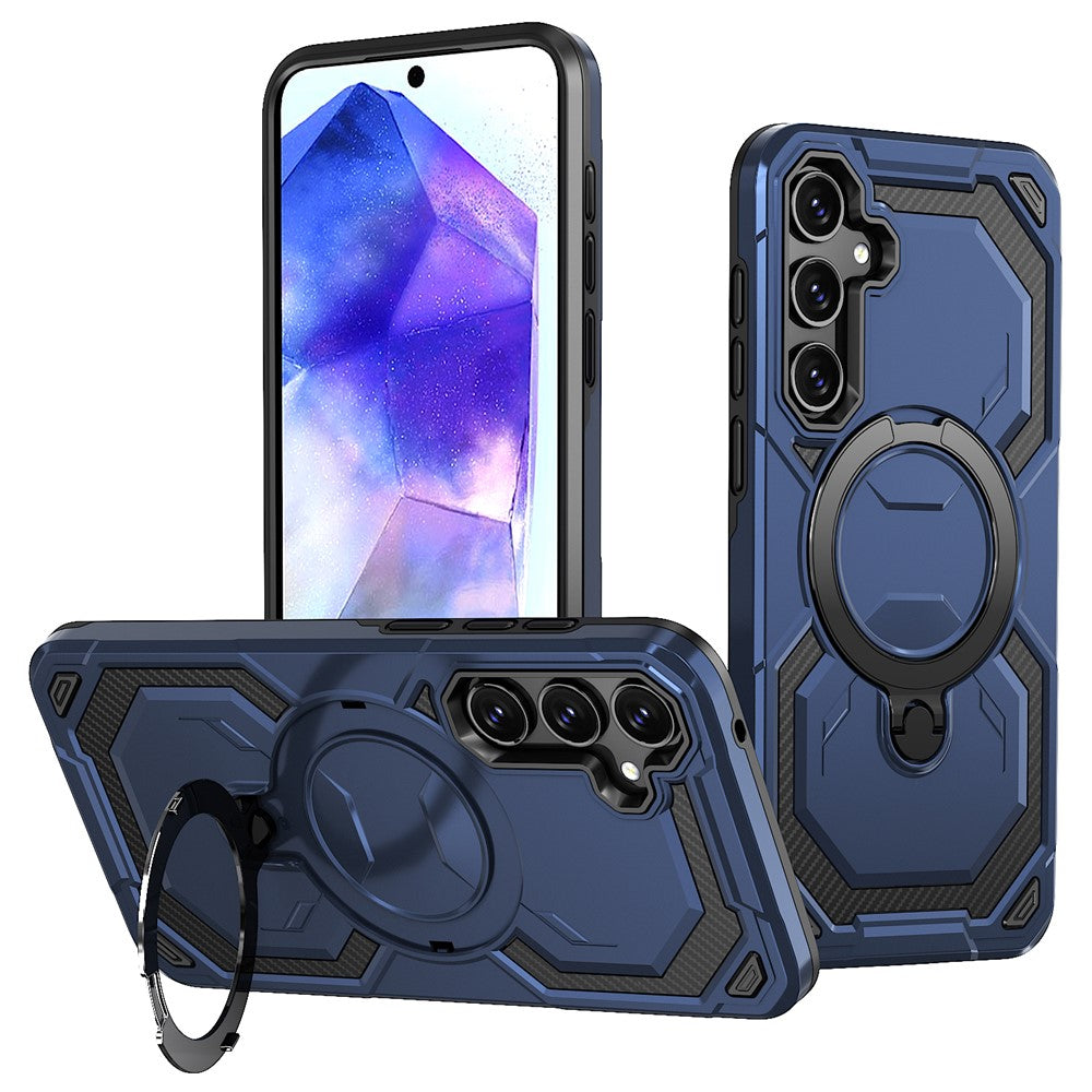 Samsung Galaxy A55 5G Magnetic Case Ring Kickstand PC + TPU Hybrid Phone Cover