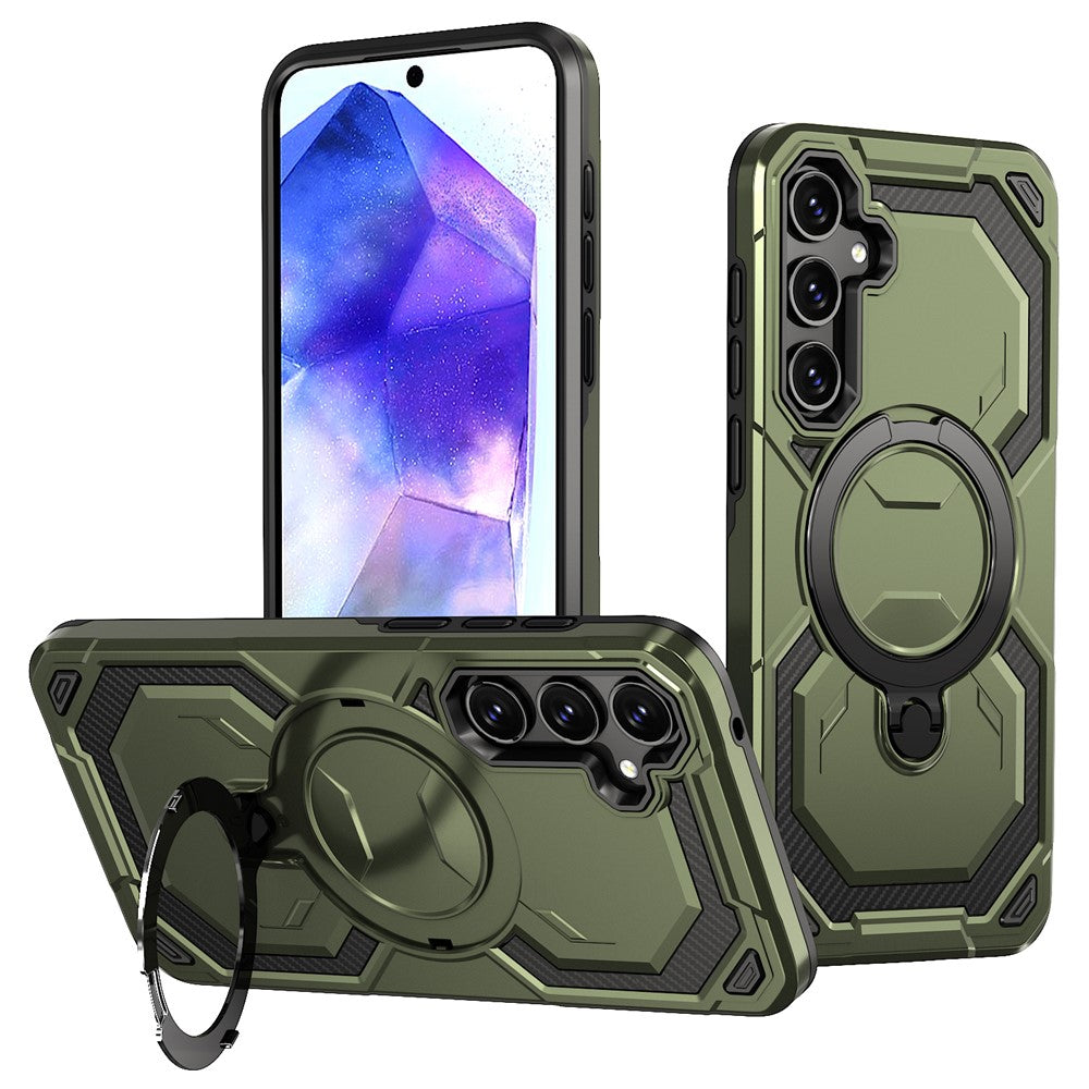 Samsung Galaxy A55 5G Magnetic Case Ring Kickstand PC + TPU Hybrid Phone Cover