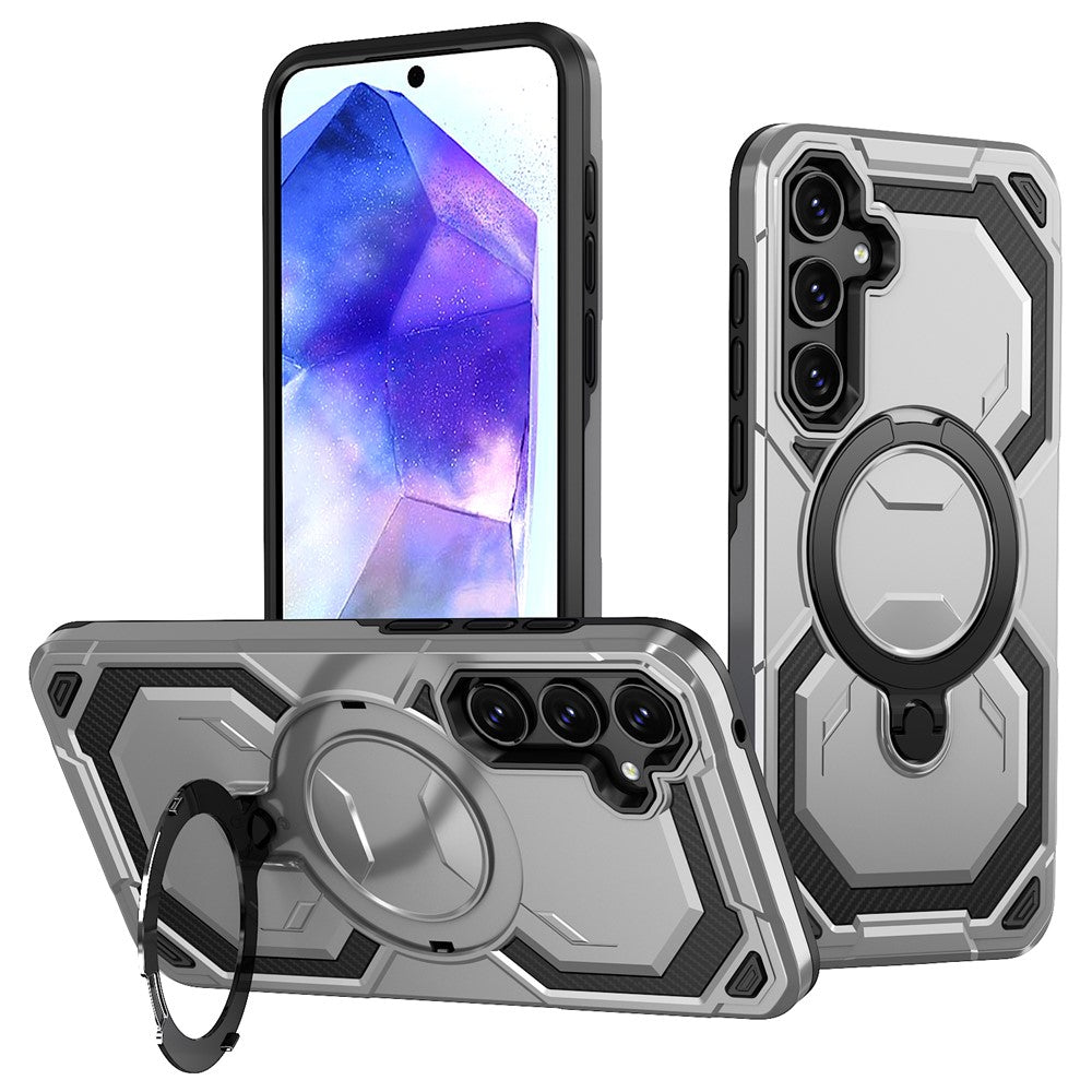 Samsung Galaxy A55 5G Magnetic Case Ring Kickstand PC + TPU Hybrid Phone Cover