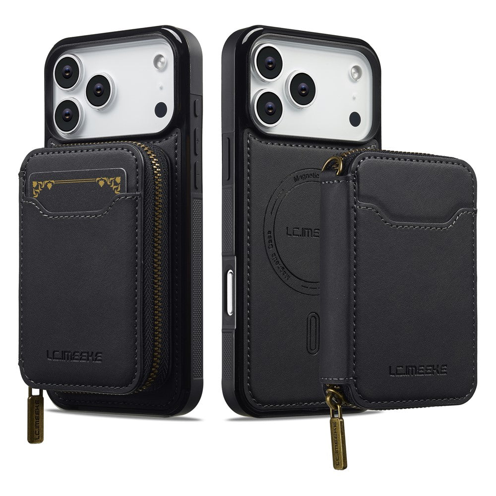 iPhone 17 Pro Magnetic Case Detachable Zipper Wallet Leather Coated PC + TPU Phone Cover