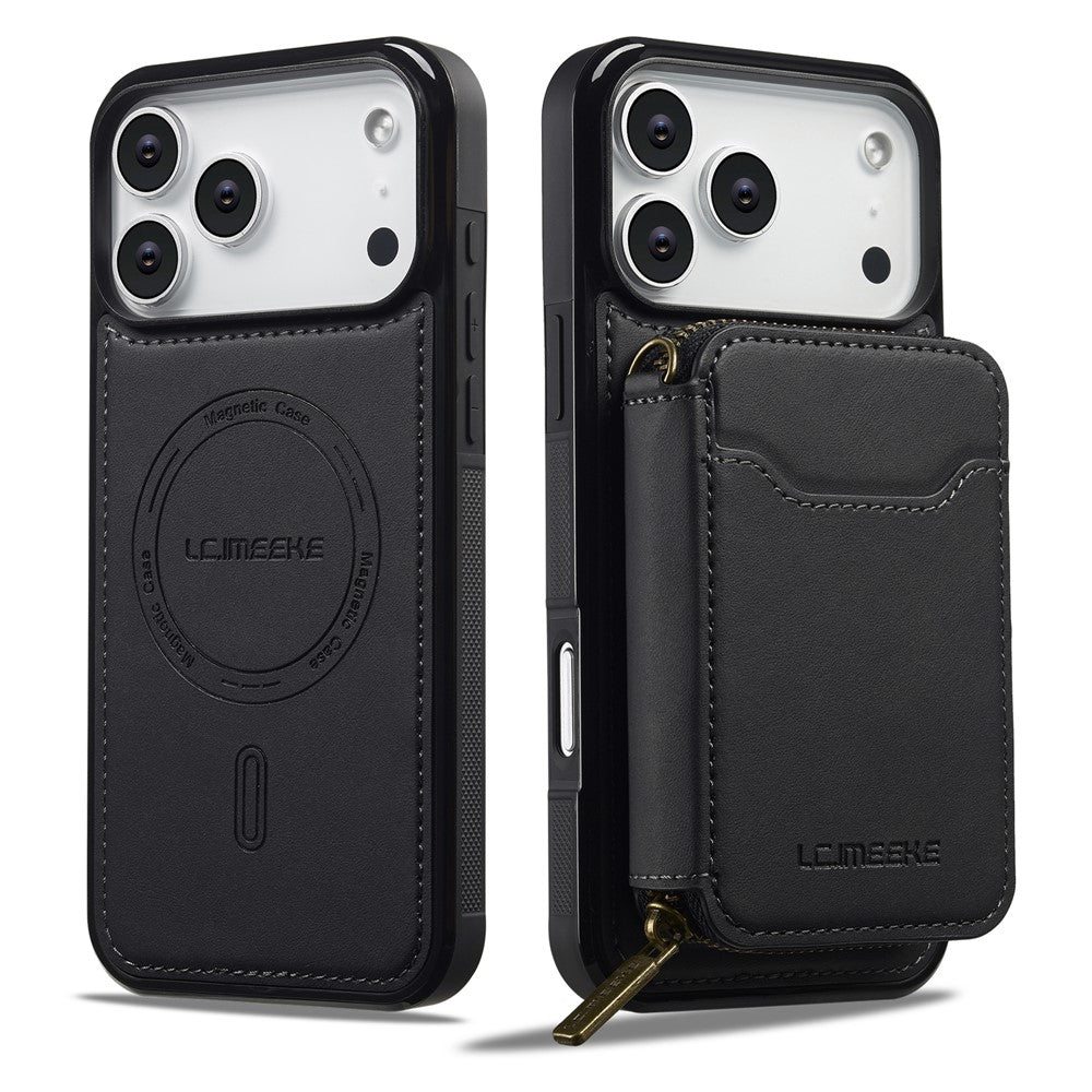 LC.IMEEKE L6 For iPhone 17 Pro Max Magnetic Case Detachable Zipper Wallet Leather Coated PC + TPU Phone Cover