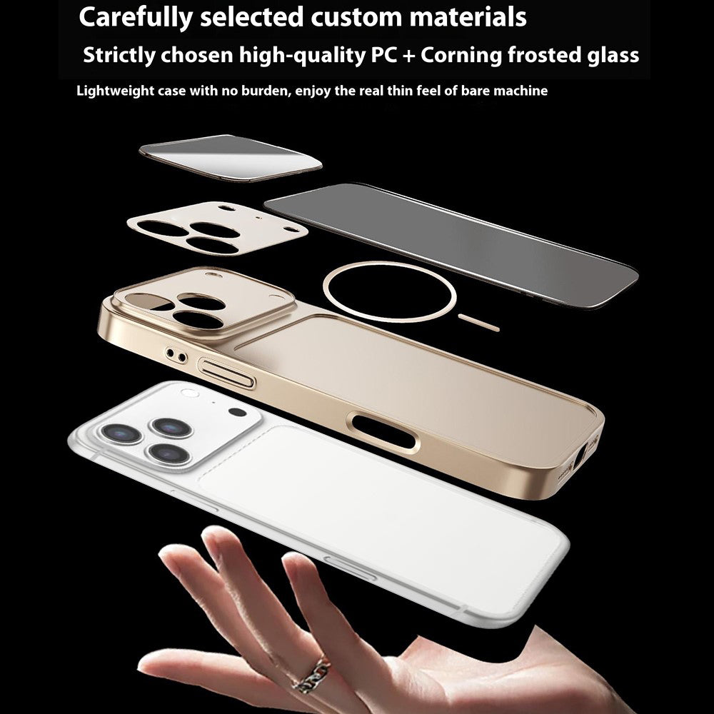For iPhone 17 Pro Magnetic Case AG Matte Glass Shockproof Phone Cover