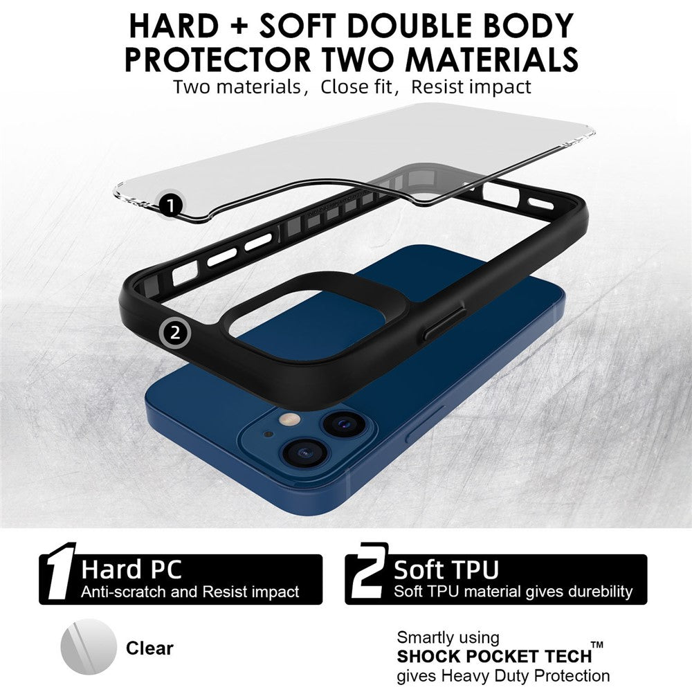 Combat X Mode For iPhone 12 mini 5.4 inch Transparent Phone Case Anti-drop Hard PC Soft TPU Hybrid Cover