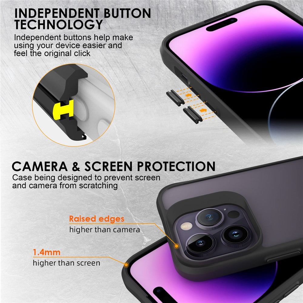 Combat X Mode For iPhone 14 Pro Max PC Back + TPU Frame Hybrid Phone Case Clear Smartphone Cover