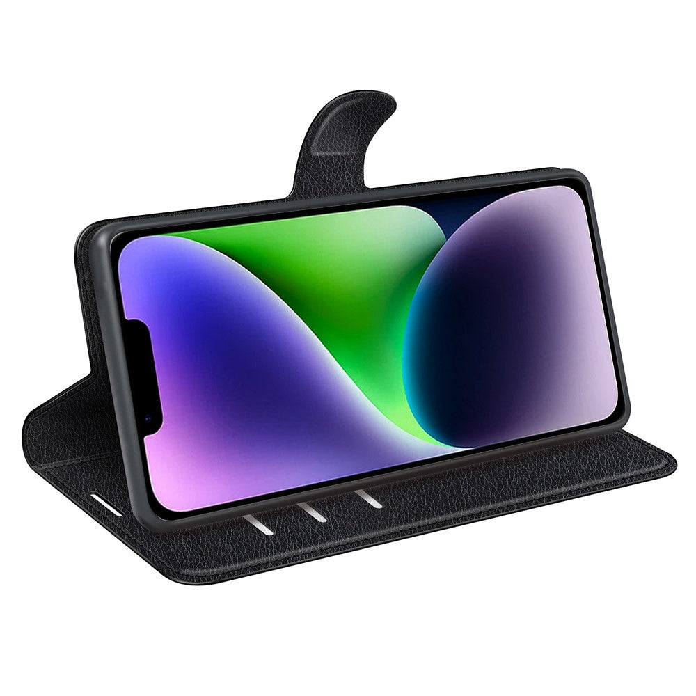 For iPhone 15 PU Leather Litchi Texture Stand Phone Case Wallet Flip Phone Cover