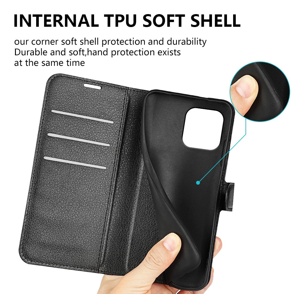 For iPhone 15 PU Leather Litchi Texture Stand Phone Case Wallet Flip Phone Cover