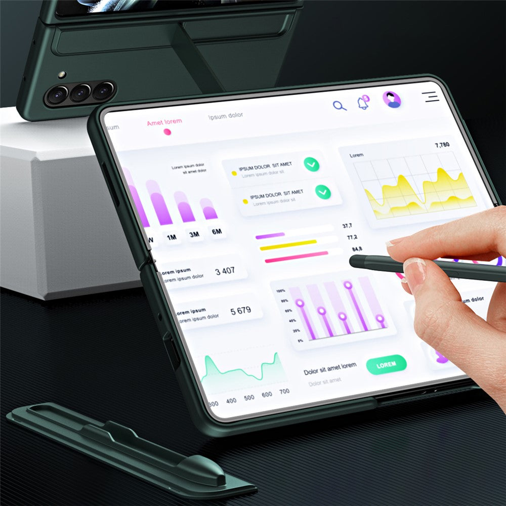Samsung Galaxy Z Fold5 5G Rubberized Phone Cover  Kickstand Hard PC Phone Case with Pen and Pen Holder
