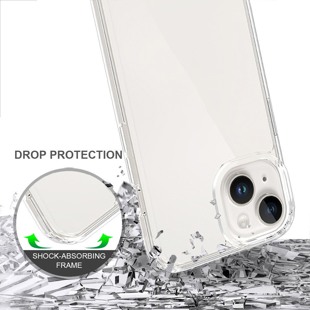 iPhone 15 HD Clear Design Acrylic+TPU Hybrid Phone Case Cover Anti-Scratch Smartphone Shell